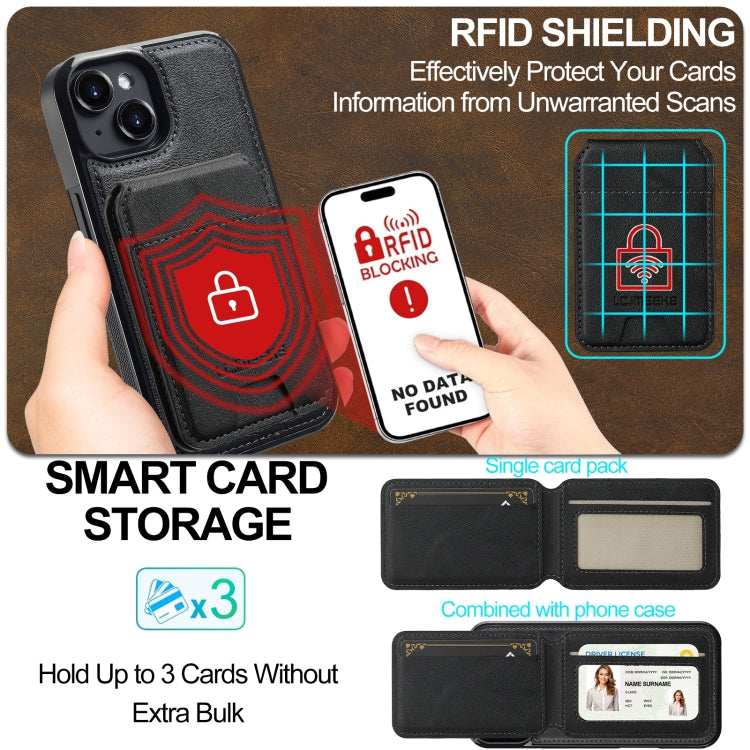 For iPhone 15 Plus / 14 Plus LC.IMEEKE L3 Series Detachable RFID Card Bag Magsafe Phone Case(Black) by LC.IMEEKE