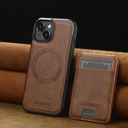 For iPhone 15 Plus / 14 Plus LC.IMEEKE L3 Series Detachable RFID Card Bag Magsafe Phone Case(Brown) by LC.IMEEKE