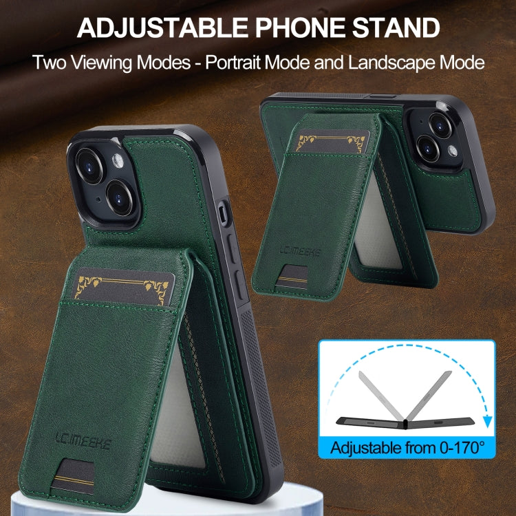 For iPhone 15 Plus / 14 Plus LC.IMEEKE L3 Series Detachable RFID Card Bag Magsafe Phone Case(Green) by LC.IMEEKE