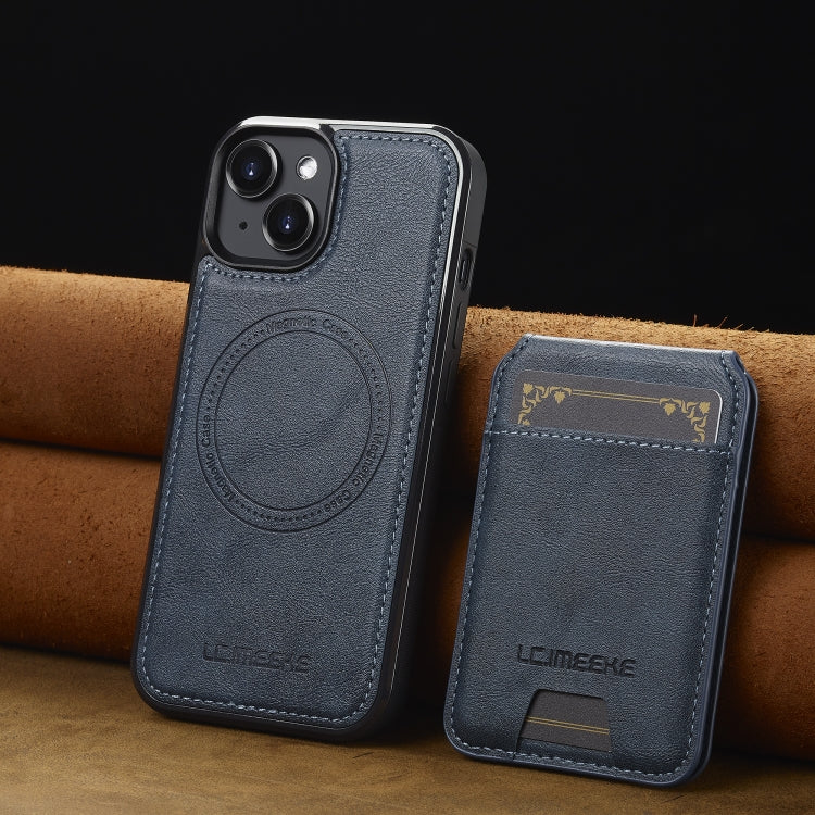 For iPhone 14 / 13 LC.IMEEKE L3 Series Detachable RFID Card Bag Magsafe Phone Case(Blue) by LC.IMEEKE