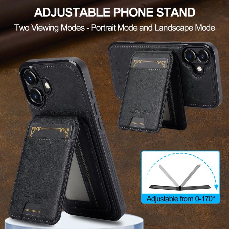 For iPhone 17 LC.IMEEKE L3 Series Detachable RFID Card Bag Magsafe Phone Case(Black) by LC.IMEEKE