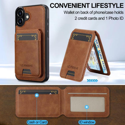 For iPhone 17 LC.IMEEKE L3 Series Detachable RFID Card Bag Magsafe Phone Case(Brown) by LC.IMEEKE