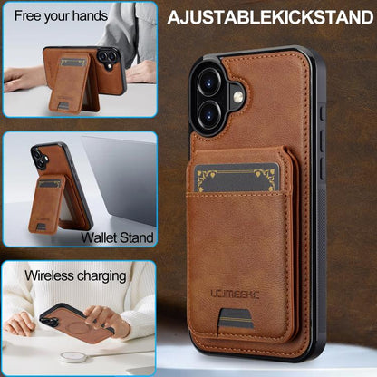 For iPhone 17 LC.IMEEKE L3 Series Detachable RFID Card Bag Magsafe Phone Case(Brown) by LC.IMEEKE