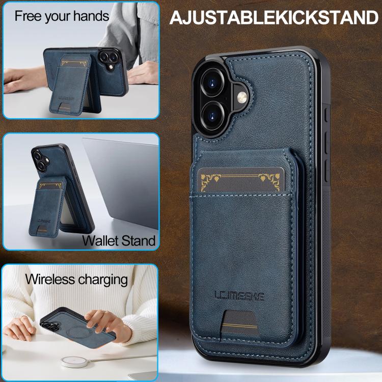 For iPhone 17 LC.IMEEKE L3 Series Detachable RFID Card Bag Magsafe Phone Case(Blue) by LC.IMEEKE