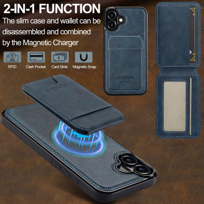For iPhone 17 LC.IMEEKE L3 Series Detachable RFID Card Bag Magsafe Phone Case(Blue) by LC.IMEEKE