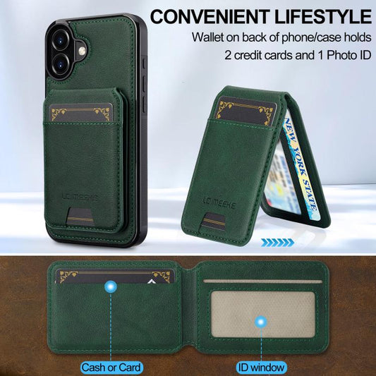 For iPhone 17 LC.IMEEKE L3 Series Detachable RFID Card Bag Magsafe Phone Case(Green) by LC.IMEEKE