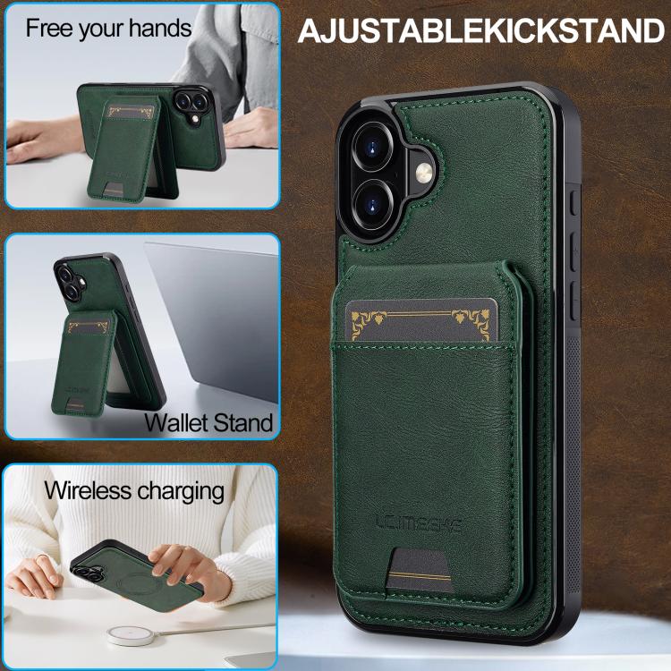 For iPhone 17 LC.IMEEKE L3 Series Detachable RFID Card Bag Magsafe Phone Case(Green) by LC.IMEEKE