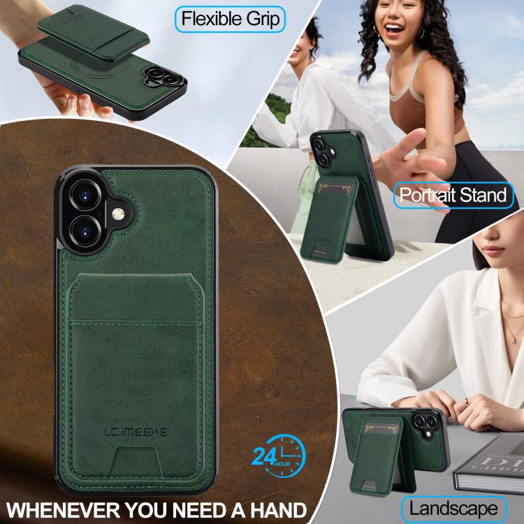 For iPhone 17 LC.IMEEKE L3 Series Detachable RFID Card Bag Magsafe Phone Case(Green) by LC.IMEEKE