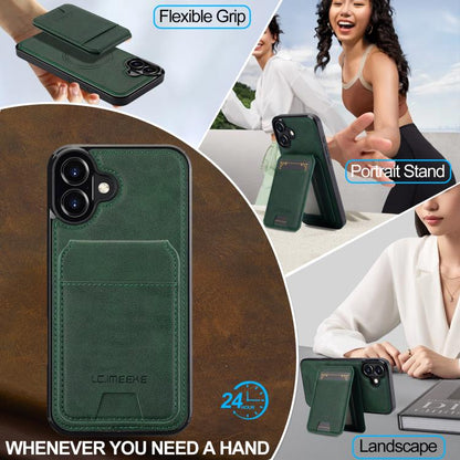 For iPhone 17 LC.IMEEKE L3 Series Detachable RFID Card Bag Magsafe Phone Case(Green) by LC.IMEEKE