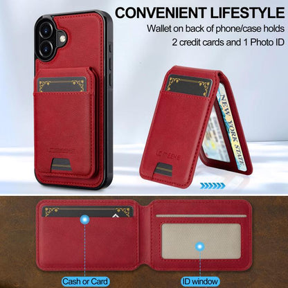 For iPhone 17 LC.IMEEKE L3 Series Detachable RFID Card Bag Magsafe Phone Case(Red) by LC.IMEEKE