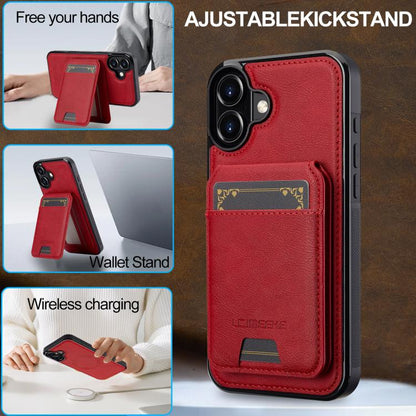 For iPhone 17 LC.IMEEKE L3 Series Detachable RFID Card Bag Magsafe Phone Case(Red) by LC.IMEEKE