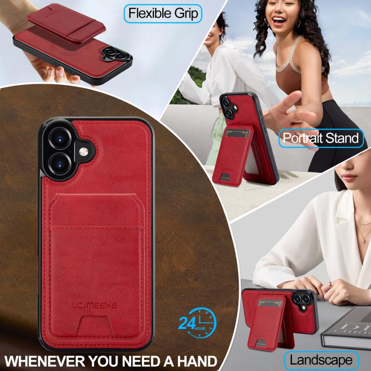 For iPhone 17 LC.IMEEKE L3 Series Detachable RFID Card Bag Magsafe Phone Case(Red) by LC.IMEEKE