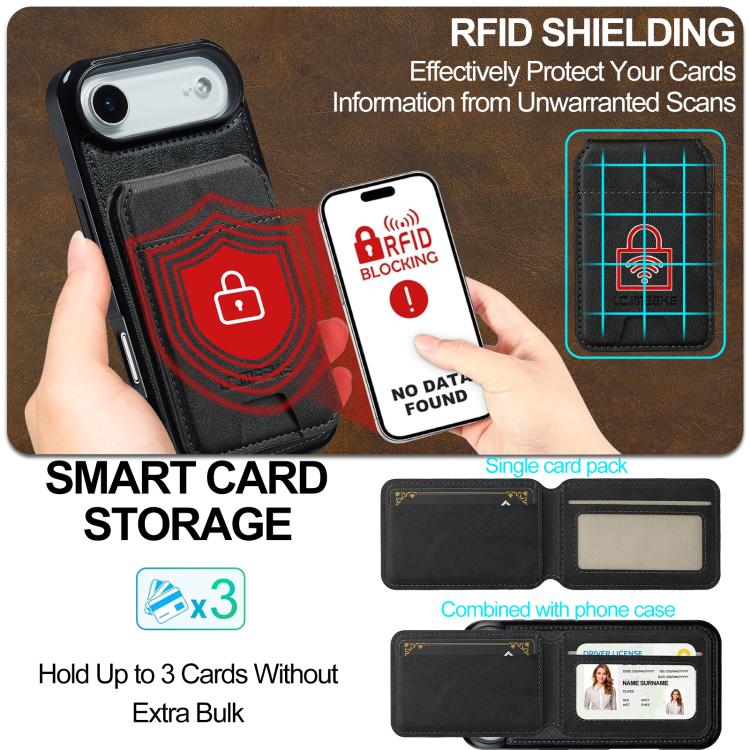 For iPhone Air LC.IMEEKE L3 Series Detachable RFID Card Bag Magsafe Phone Case(Black) by LC.IMEEKE