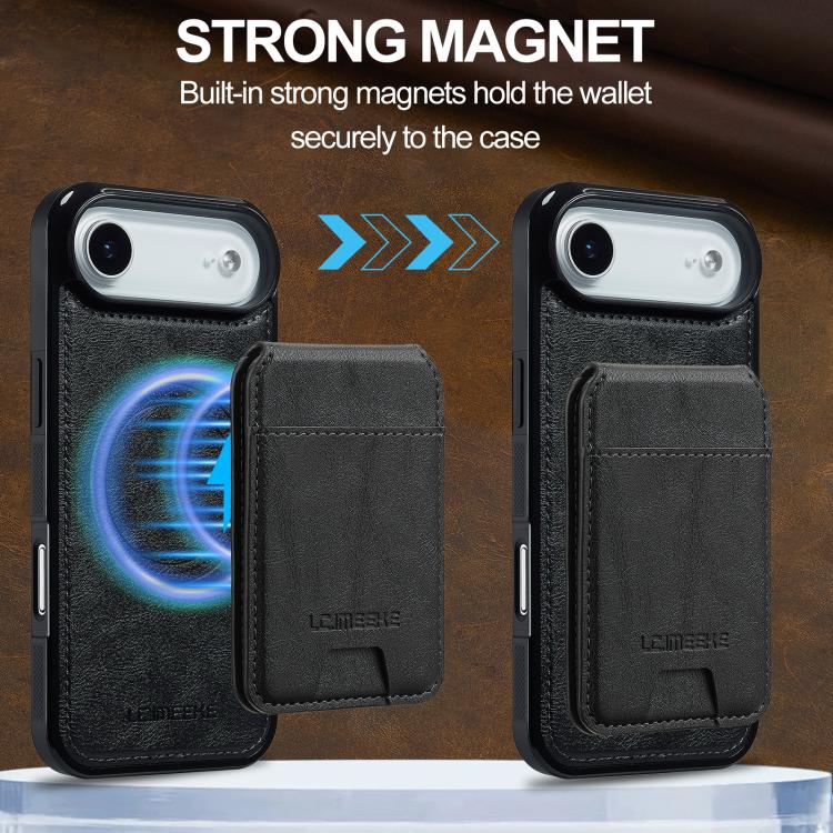For iPhone Air LC.IMEEKE L3 Series Detachable RFID Card Bag Magsafe Phone Case(Black) by LC.IMEEKE