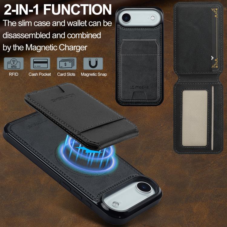 For iPhone Air LC.IMEEKE L3 Series Detachable RFID Card Bag Magsafe Phone Case(Black) by LC.IMEEKE