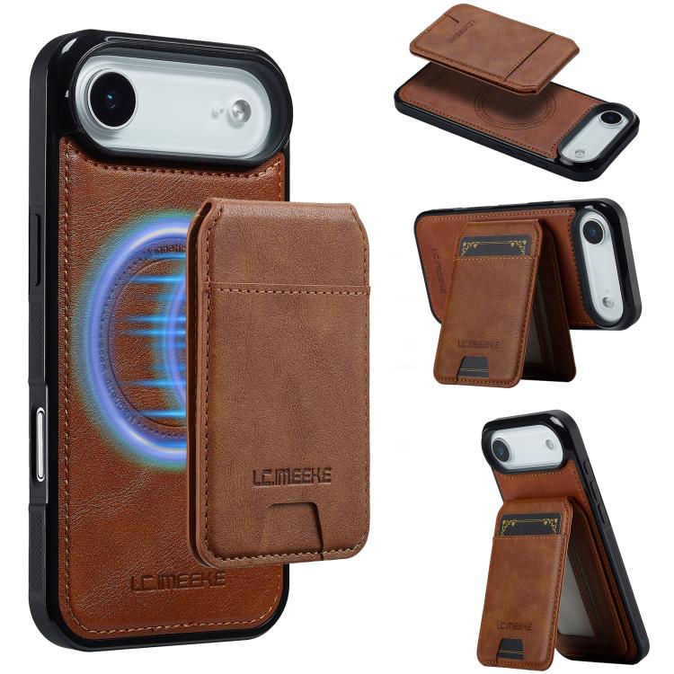 For iPhone Air LC.IMEEKE L3 Series Detachable RFID Card Bag Magsafe Phone Case(Brown) by LC.IMEEKE