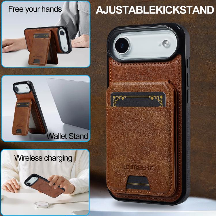 For iPhone Air LC.IMEEKE L3 Series Detachable RFID Card Bag Magsafe Phone Case(Brown) by LC.IMEEKE