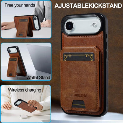 For iPhone Air LC.IMEEKE L3 Series Detachable RFID Card Bag Magsafe Phone Case(Brown) by LC.IMEEKE