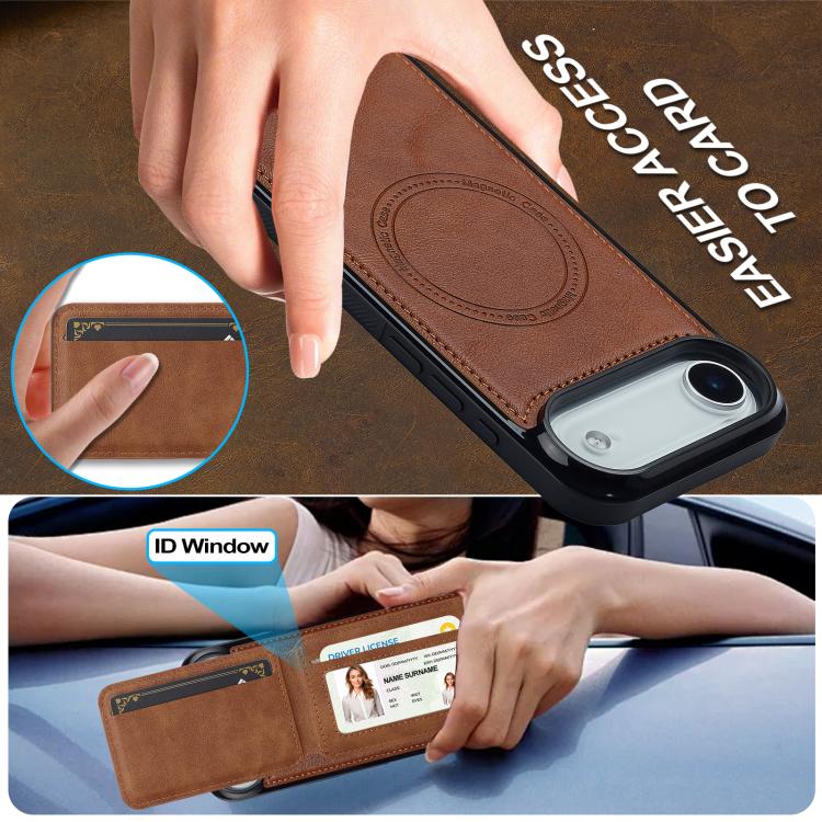 For iPhone Air LC.IMEEKE L3 Series Detachable RFID Card Bag Magsafe Phone Case(Brown) by LC.IMEEKE