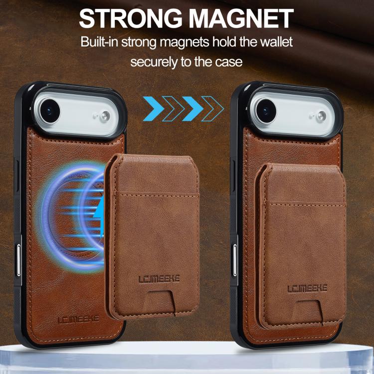 For iPhone Air LC.IMEEKE L3 Series Detachable RFID Card Bag Magsafe Phone Case(Brown) by LC.IMEEKE