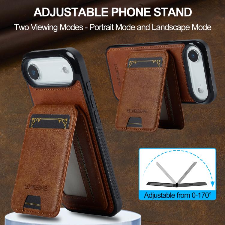 For iPhone Air LC.IMEEKE L3 Series Detachable RFID Card Bag Magsafe Phone Case(Brown) by LC.IMEEKE