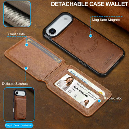 For iPhone Air LC.IMEEKE L3 Series Detachable RFID Card Bag Magsafe Phone Case(Brown) by LC.IMEEKE