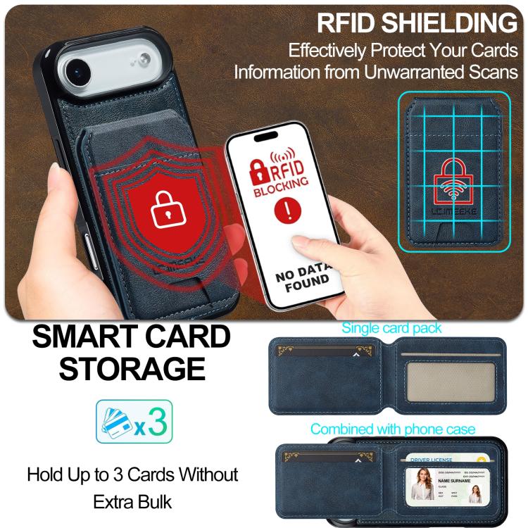 For iPhone Air LC.IMEEKE L3 Series Detachable RFID Card Bag Magsafe Phone Case(Blue) by LC.IMEEKE