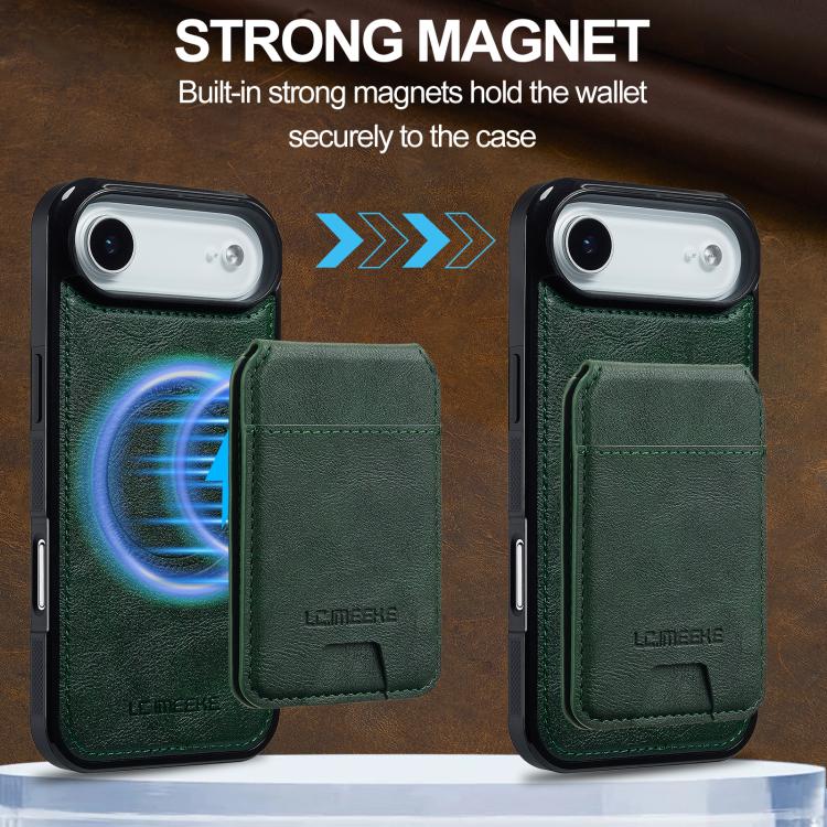 For iPhone Air LC.IMEEKE L3 Series Detachable RFID Card Bag Magsafe Phone Case(Green) by LC.IMEEKE