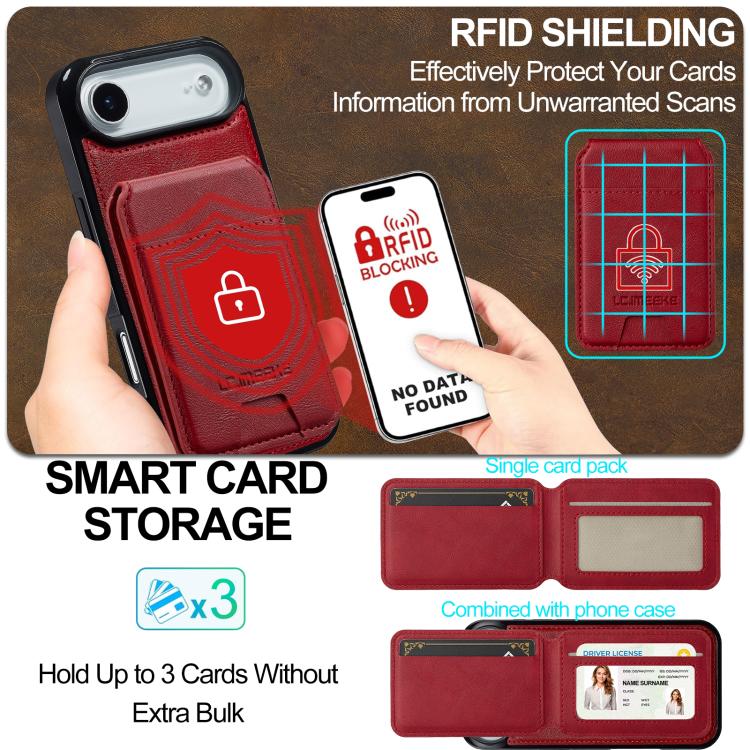 For iPhone Air LC.IMEEKE L3 Series Detachable RFID Card Bag Magsafe Phone Case(Red) by LC.IMEEKE