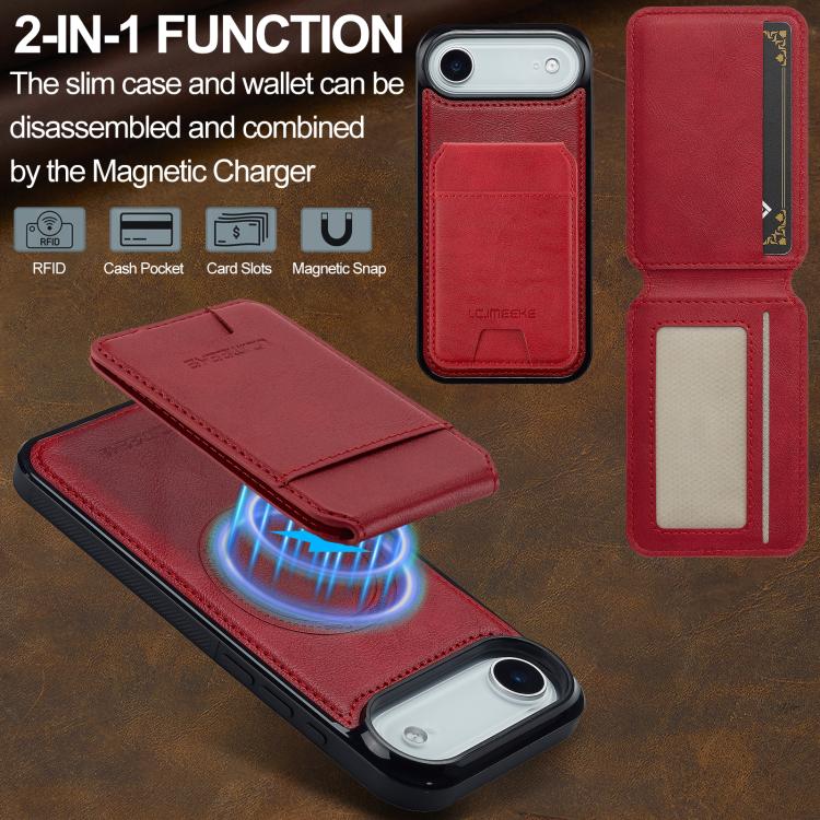 For iPhone Air LC.IMEEKE L3 Series Detachable RFID Card Bag Magsafe Phone Case(Red) by LC.IMEEKE