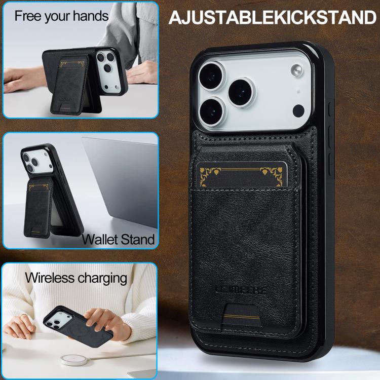 For iPhone 17 Pro LC.IMEEKE L3 Series Detachable RFID Card Bag Magsafe Phone Case(Black) by LC.IMEEKE