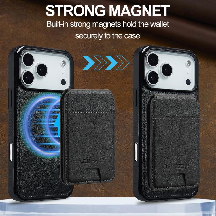 For iPhone 17 Pro LC.IMEEKE L3 Series Detachable RFID Card Bag Magsafe Phone Case(Black) by LC.IMEEKE