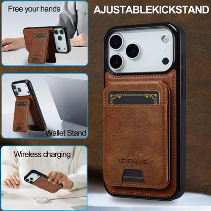 For iPhone 17 Pro LC.IMEEKE L3 Series Detachable RFID Card Bag Magsafe Phone Case(Brown) by LC.IMEEKE
