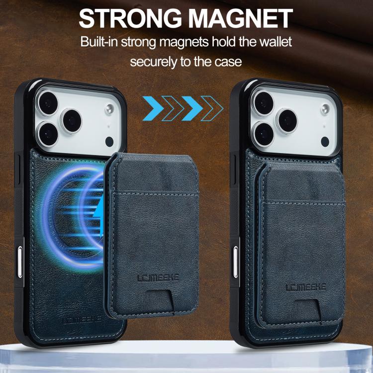 For iPhone 17 Pro LC.IMEEKE L3 Series Detachable RFID Card Bag Magsafe Phone Case(Blue) by LC.IMEEKE