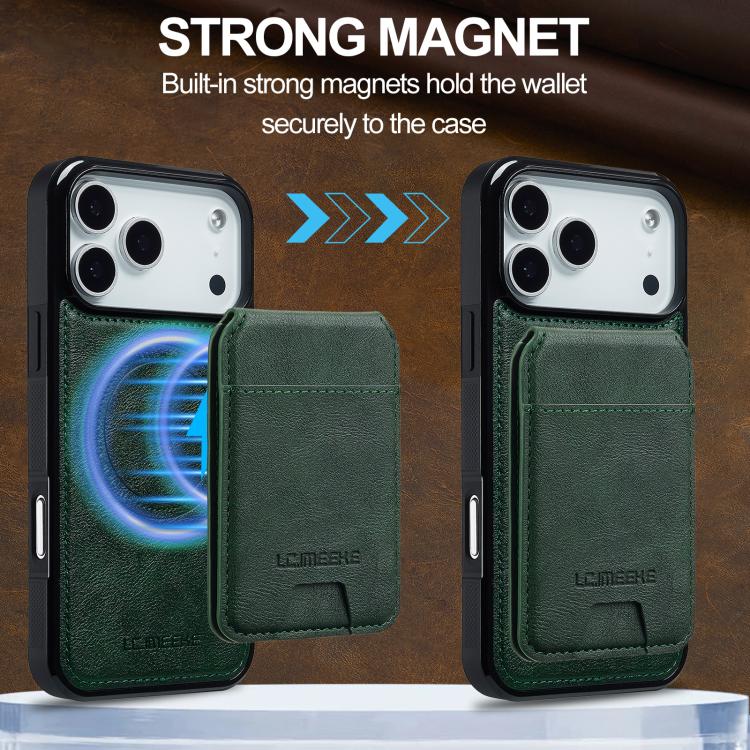For iPhone 17 Pro LC.IMEEKE L3 Series Detachable RFID Card Bag Magsafe Phone Case(Green) by LC.IMEEKE