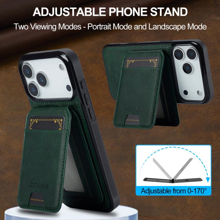 For iPhone 17 Pro LC.IMEEKE L3 Series Detachable RFID Card Bag Magsafe Phone Case(Green) by LC.IMEEKE