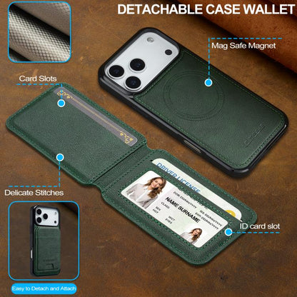For iPhone 17 Pro LC.IMEEKE L3 Series Detachable RFID Card Bag Magsafe Phone Case(Green) by LC.IMEEKE
