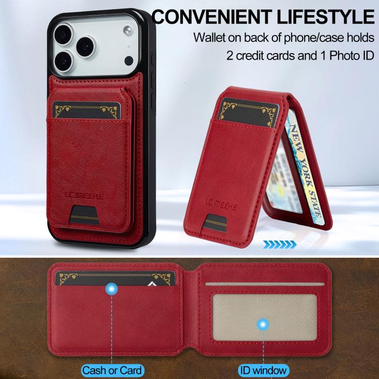 For iPhone 17 Pro LC.IMEEKE L3 Series Detachable RFID Card Bag Magsafe Phone Case(Red) by LC.IMEEKE