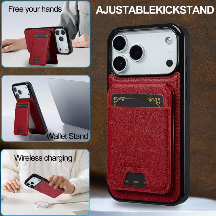 For iPhone 17 Pro LC.IMEEKE L3 Series Detachable RFID Card Bag Magsafe Phone Case(Red) by LC.IMEEKE