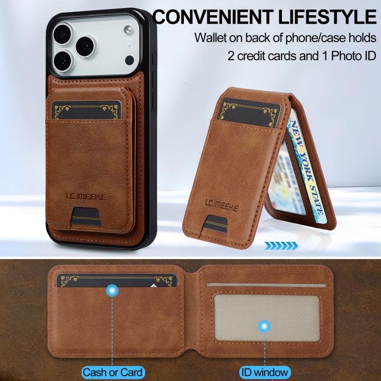 For iPhone 17 Pro Max LC.IMEEKE L3 Series Detachable RFID Card Bag Magsafe Phone Case(Brown) by LC.IMEEKE