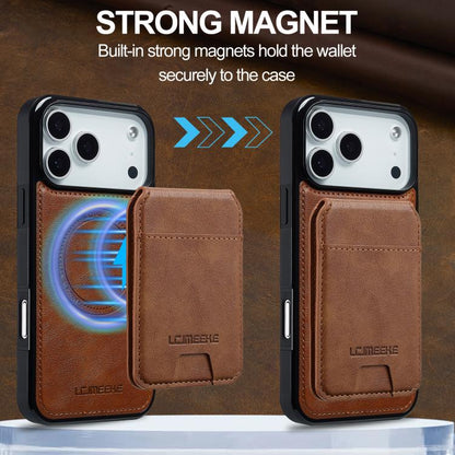 For iPhone 17 Pro Max LC.IMEEKE L3 Series Detachable RFID Card Bag Magsafe Phone Case(Brown) by LC.IMEEKE