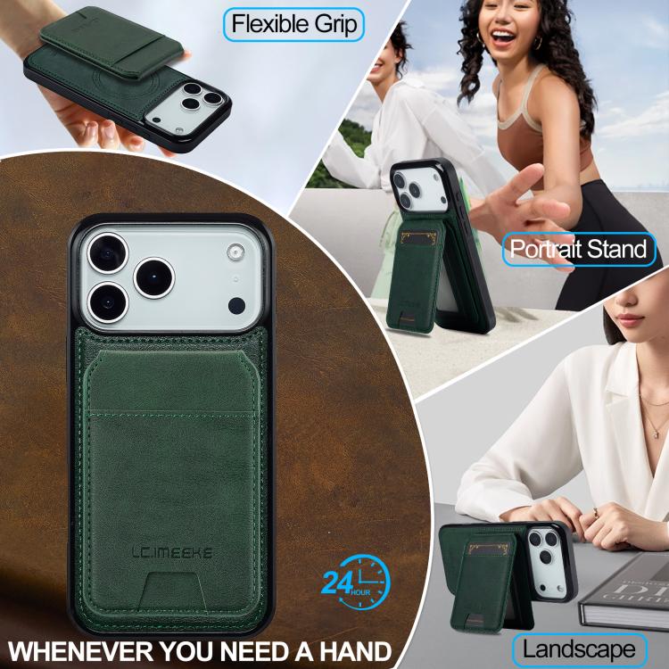 For iPhone 17 Pro Max LC.IMEEKE L3 Series Detachable RFID Card Bag Magsafe Phone Case(Green) by LC.IMEEKE