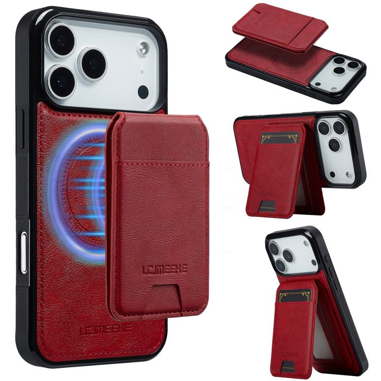 For iPhone 17 Pro Max LC.IMEEKE L3 Series Detachable RFID Card Bag Magsafe Phone Case(Red) by LC.IMEEKE