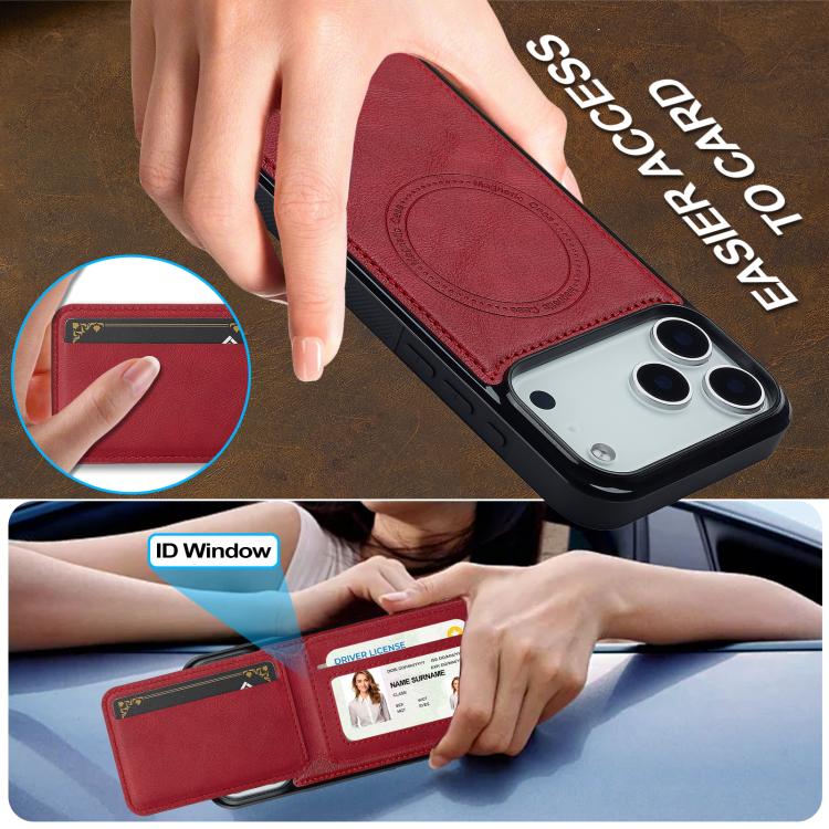 For iPhone 17 Pro Max LC.IMEEKE L3 Series Detachable RFID Card Bag Magsafe Phone Case(Red) by LC.IMEEKE
