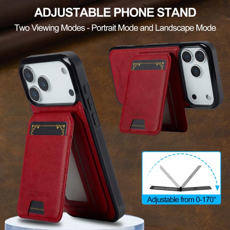 For iPhone 17 Pro Max LC.IMEEKE L3 Series Detachable RFID Card Bag Magsafe Phone Case(Red) by LC.IMEEKE
