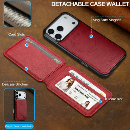 For iPhone 17 Pro Max LC.IMEEKE L3 Series Detachable RFID Card Bag Magsafe Phone Case(Red) by LC.IMEEKE