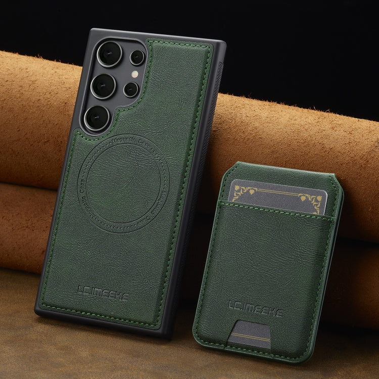 For Samsung Galaxy S24 Ultra 5G LC.IMEEKE L3 Series Detachable RFID Card Bag Magsafe Phone Case(Green) by LC.IMEEKE