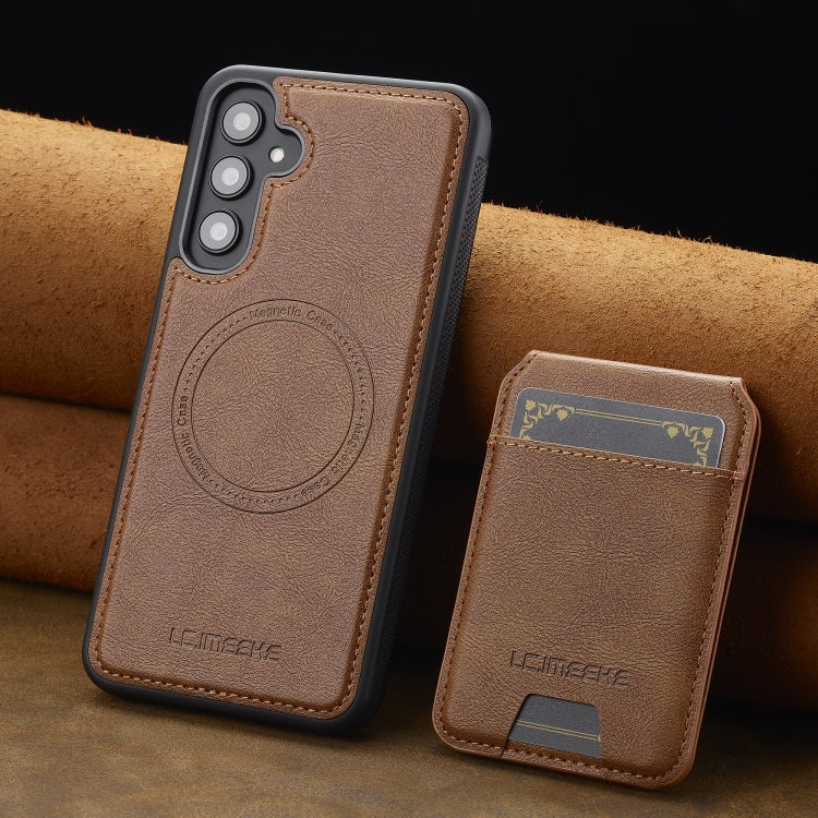 For Samsung Galaxy S24+ 5G LC.IMEEKE L3 Series Detachable RFID Card Bag Magsafe Phone Case(Brown) by LC.IMEEKE