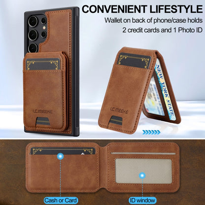 For Samsung Galaxy S23 Ultra 5G LC.IMEEKE L3 Series Detachable RFID Card Bag Magsafe Phone Case(Brown) by LC.IMEEKE