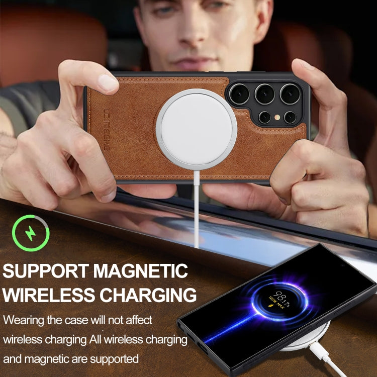 For Samsung Galaxy S23 Ultra 5G LC.IMEEKE L3 Series Detachable RFID Card Bag Magsafe Phone Case(Brown) by LC.IMEEKE